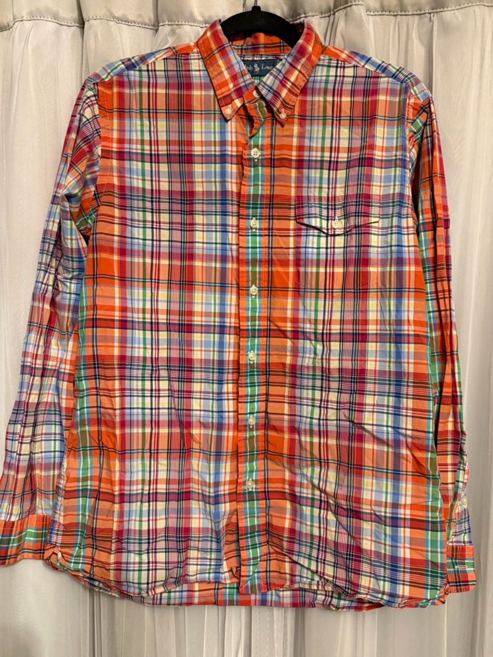 Ralph Lauren Orange Multi-Color Plaid Button-Down Shirt